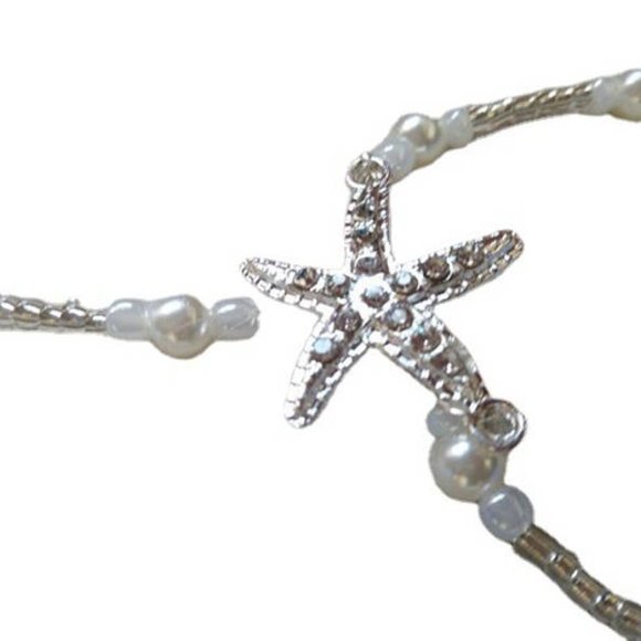 Rhinestone Starfish Pearl Anklet - Picture 4 of 4